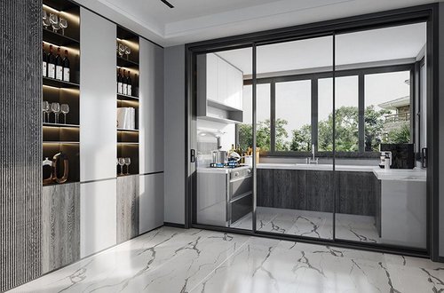 Porta scorrevole a sospensione in alluminio linea slim GDM175