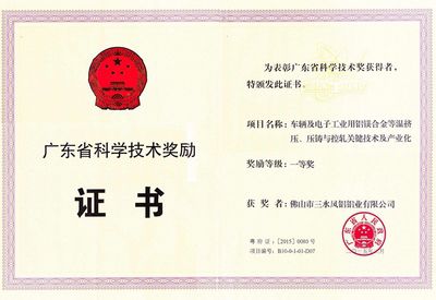 Il primo premio per la scienza e la tecnologia della provincia del Guangdong 